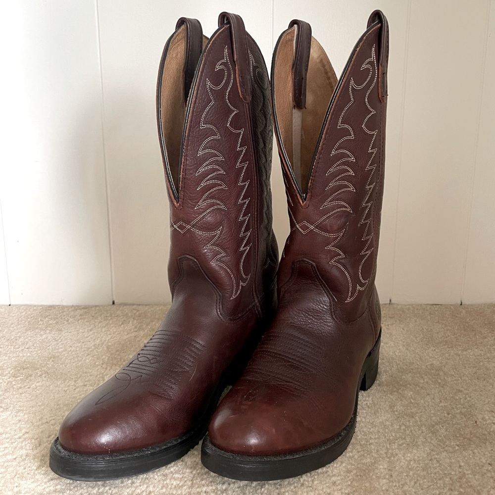 Double H 3251 - 12" Deep Dip Leather Western Cowboy Boots - Sz 7.5M/9W